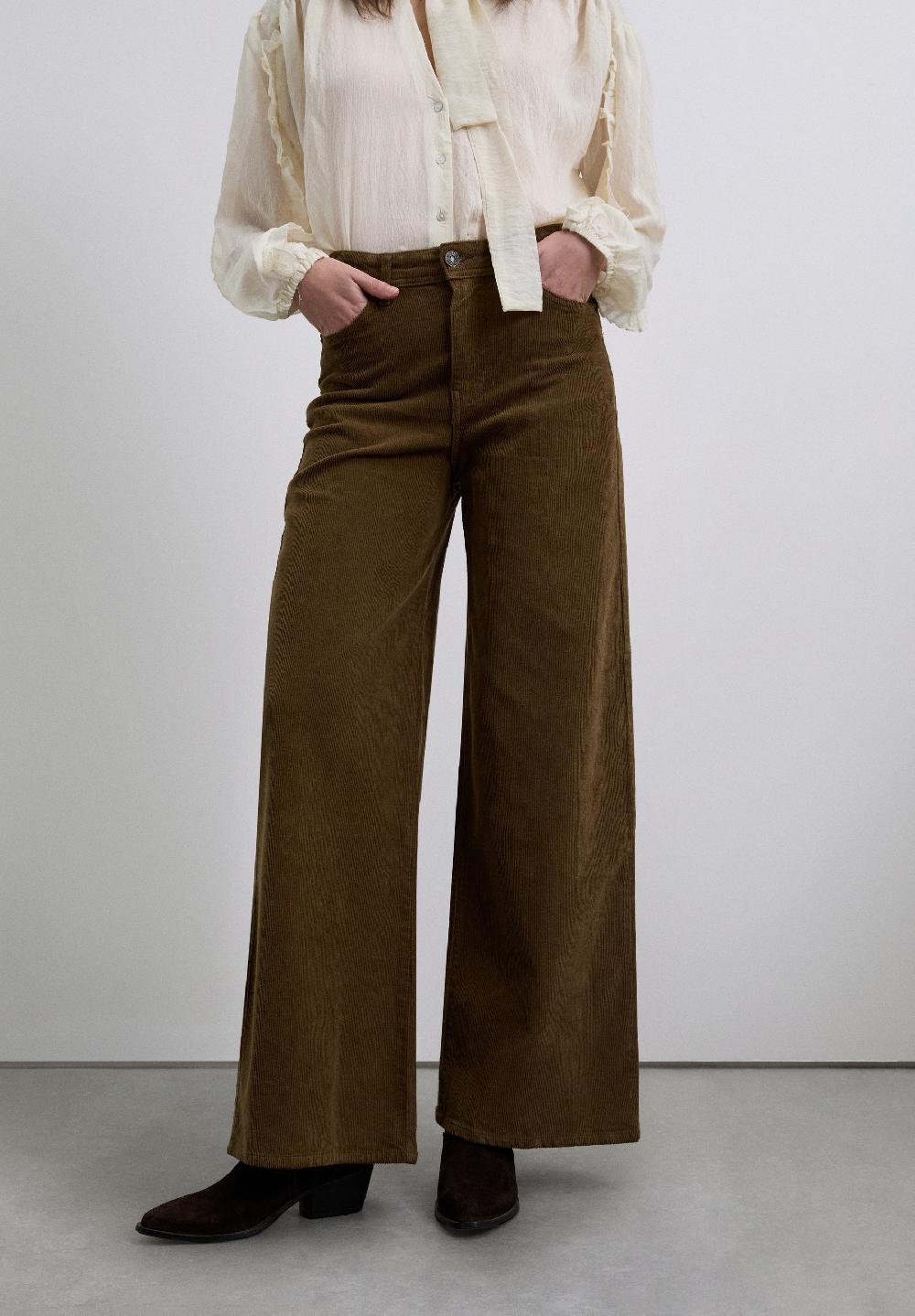 Scalpers STRAIGHT CORDUROY TROUSERS BROWN