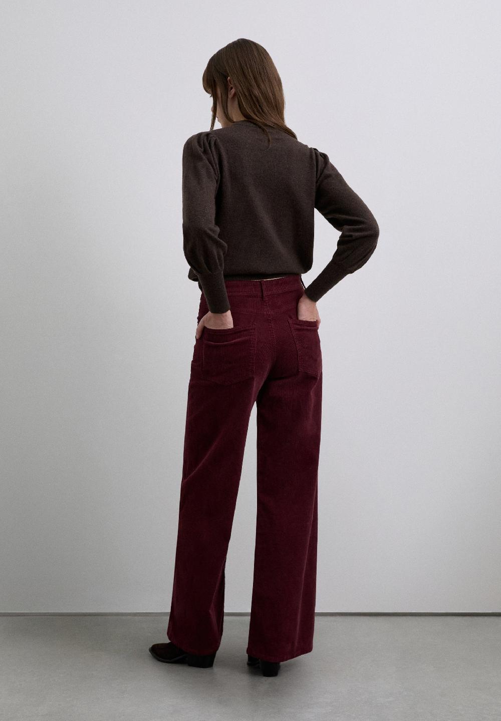 Scalpers STRAIGHT CORDUROY TROUSERS BURGUNDY