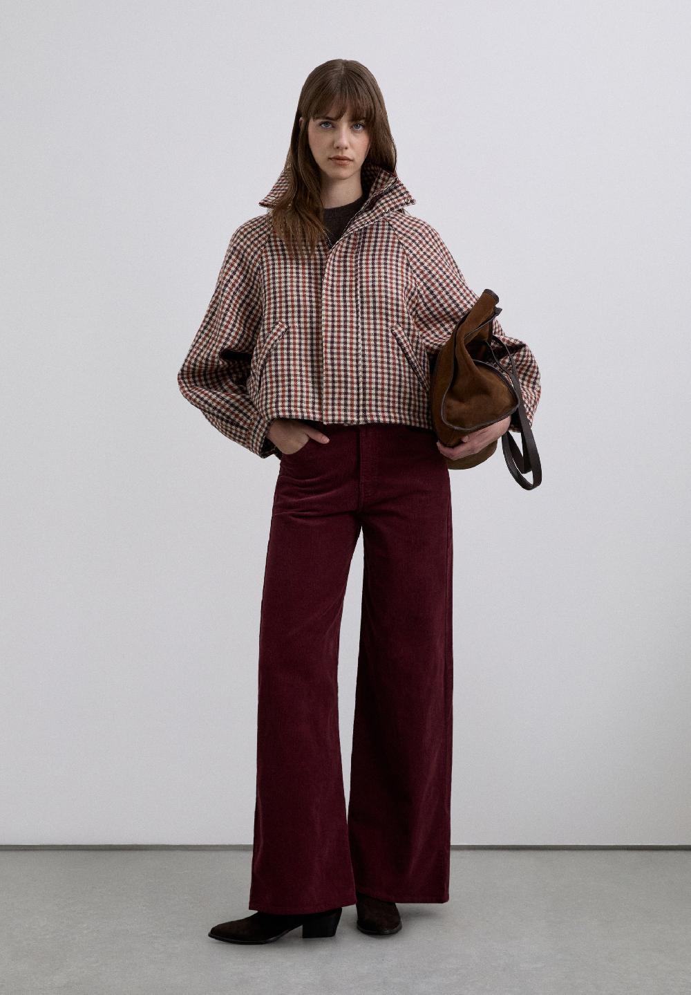 scalpers STRAIGHT CORDUROY TROUSERS BURGUNDY