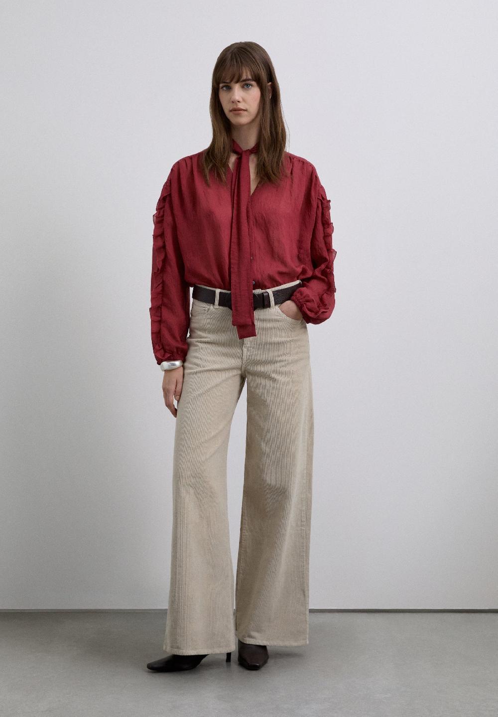 Scalpers STRAIGHT CORDUROY TROUSERS ECRU