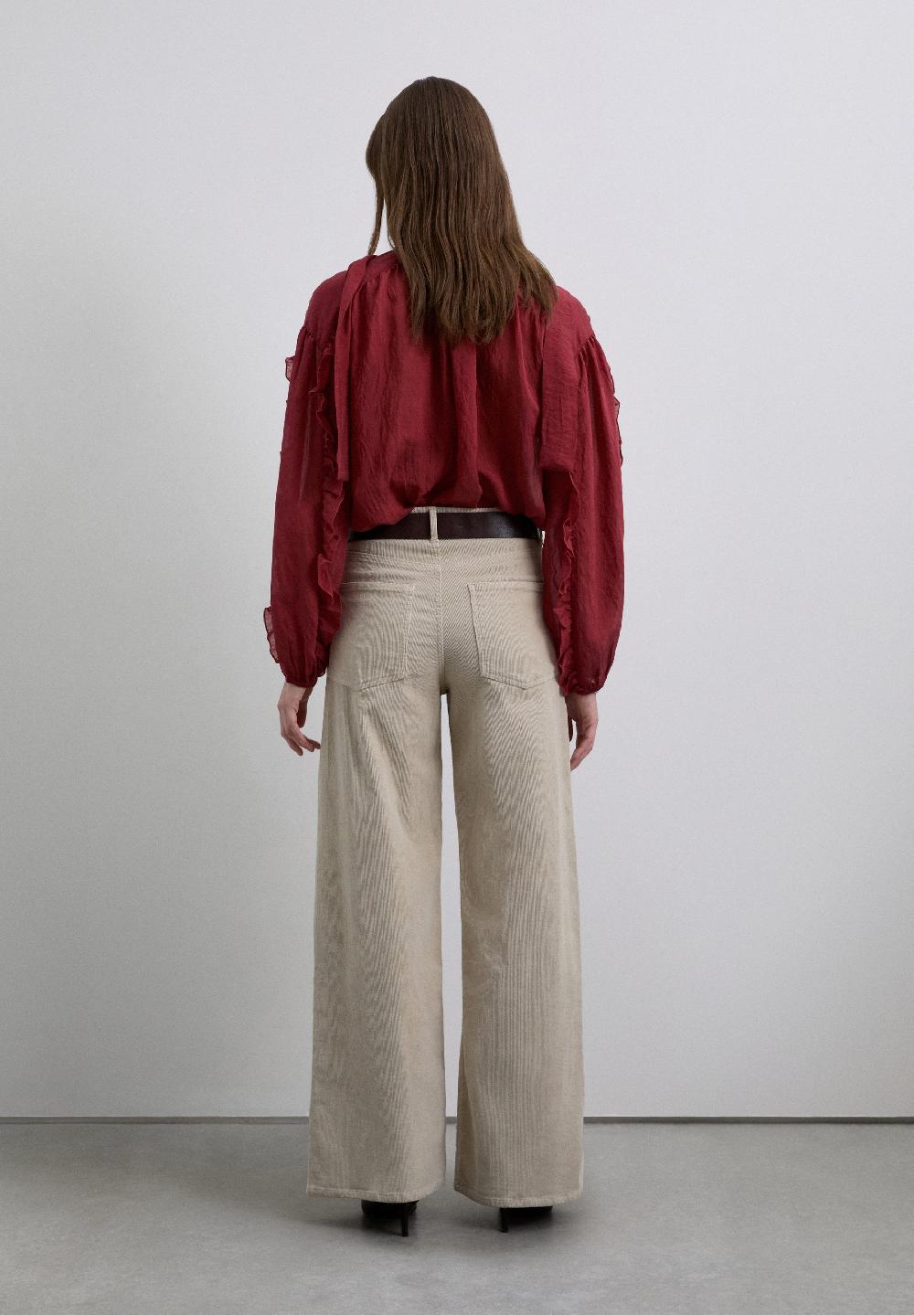 Scalpers STRAIGHT CORDUROY TROUSERS ECRU