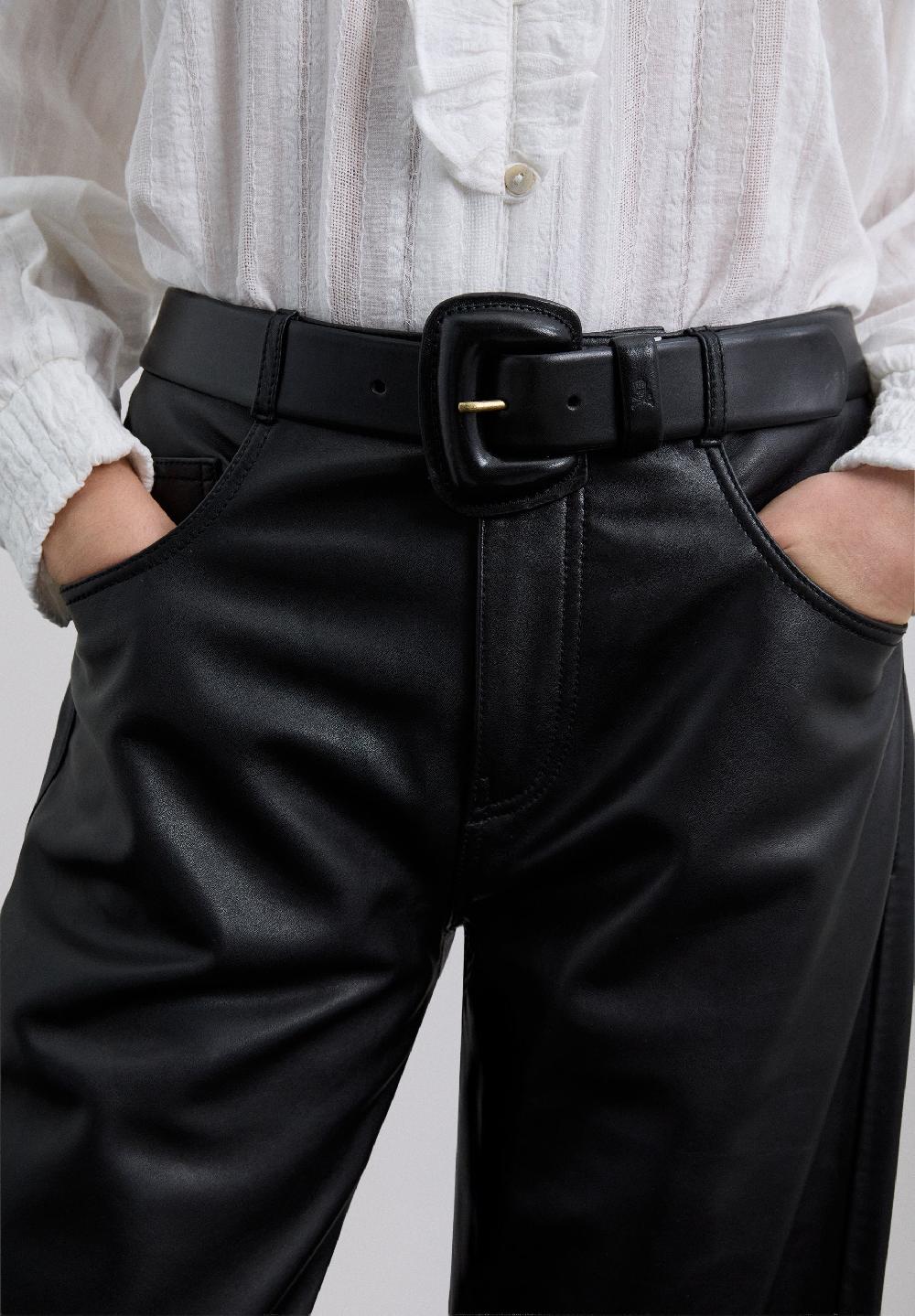 Scalpers STRAIGHT LEATHER TROUSERS BLACK