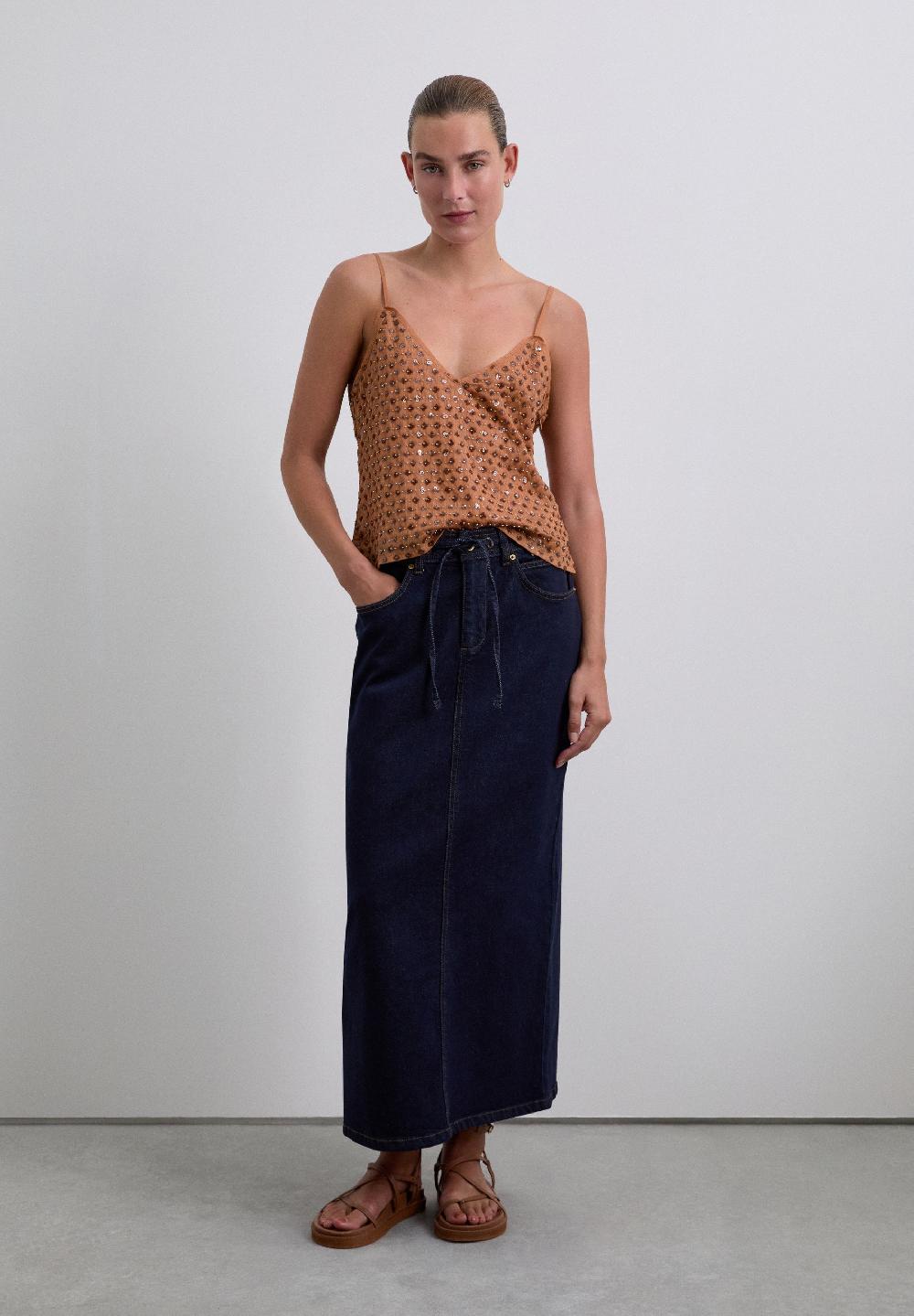 Scalpers STRAPPY TOP WITH SEQUINS BLUSH