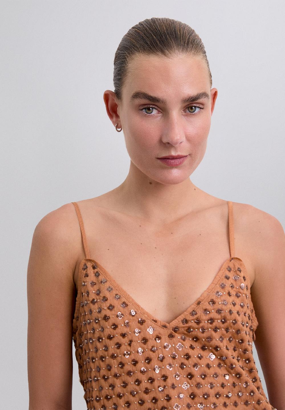 Scalpers STRAPPY TOP WITH SEQUINS BLUSH