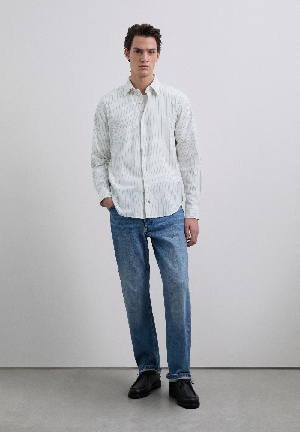 Scalpers STRIPED BRUSHED COTTON SHIRT BLUE STRIPES