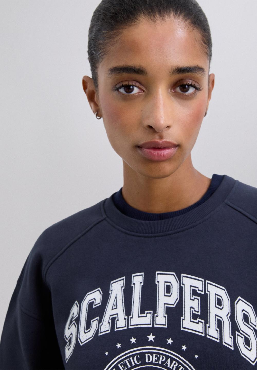 Scalpers STRIPED COLLAGE PRINT SWEATSHIRT NAVY