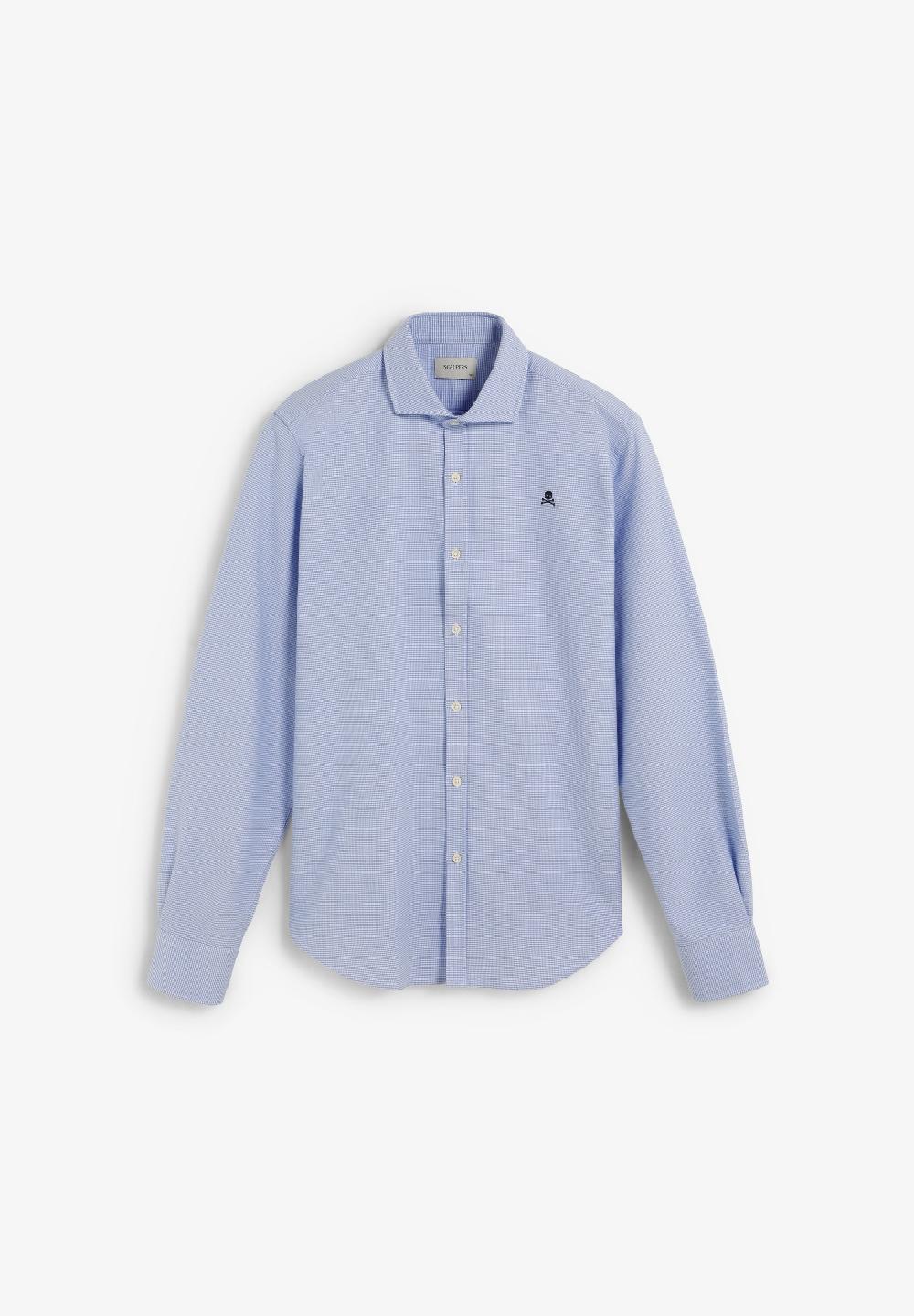 Scalpers STRIPED COTTON SHIRT BLUE CHECK