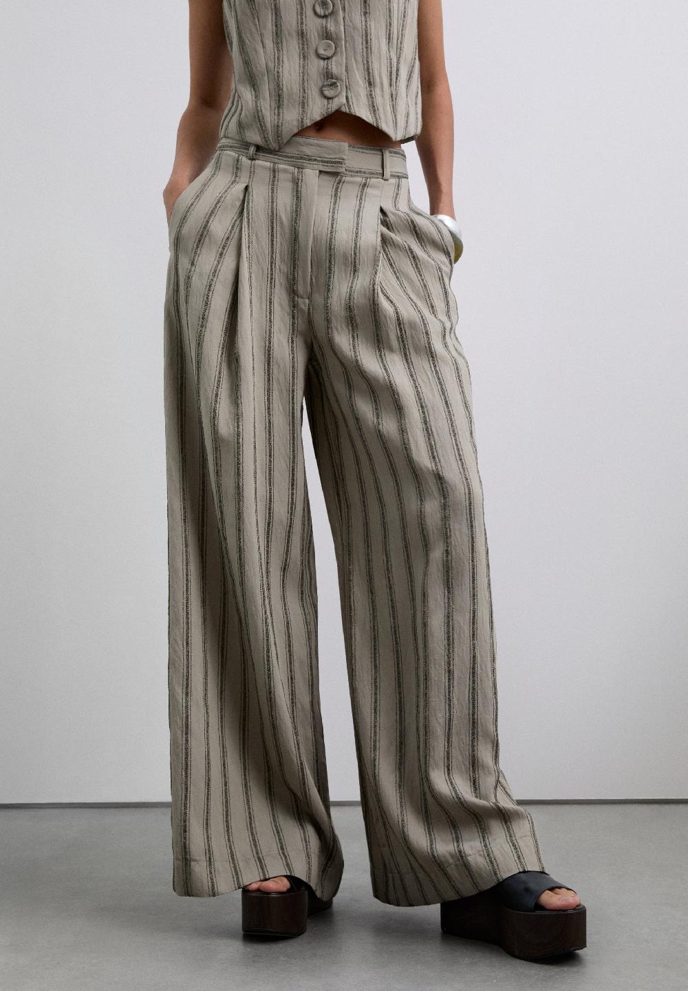 Scalpers STRIPED CULOTTES WITH DARTS NATURAL