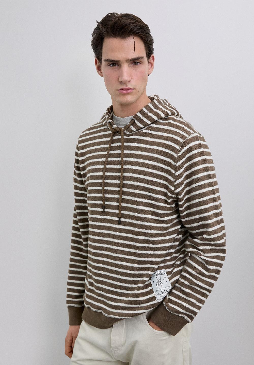 Scalpers STRIPED HOODIE BROWN