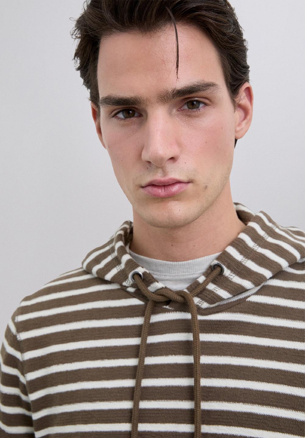 Scalpers STRIPED HOODIE BROWN