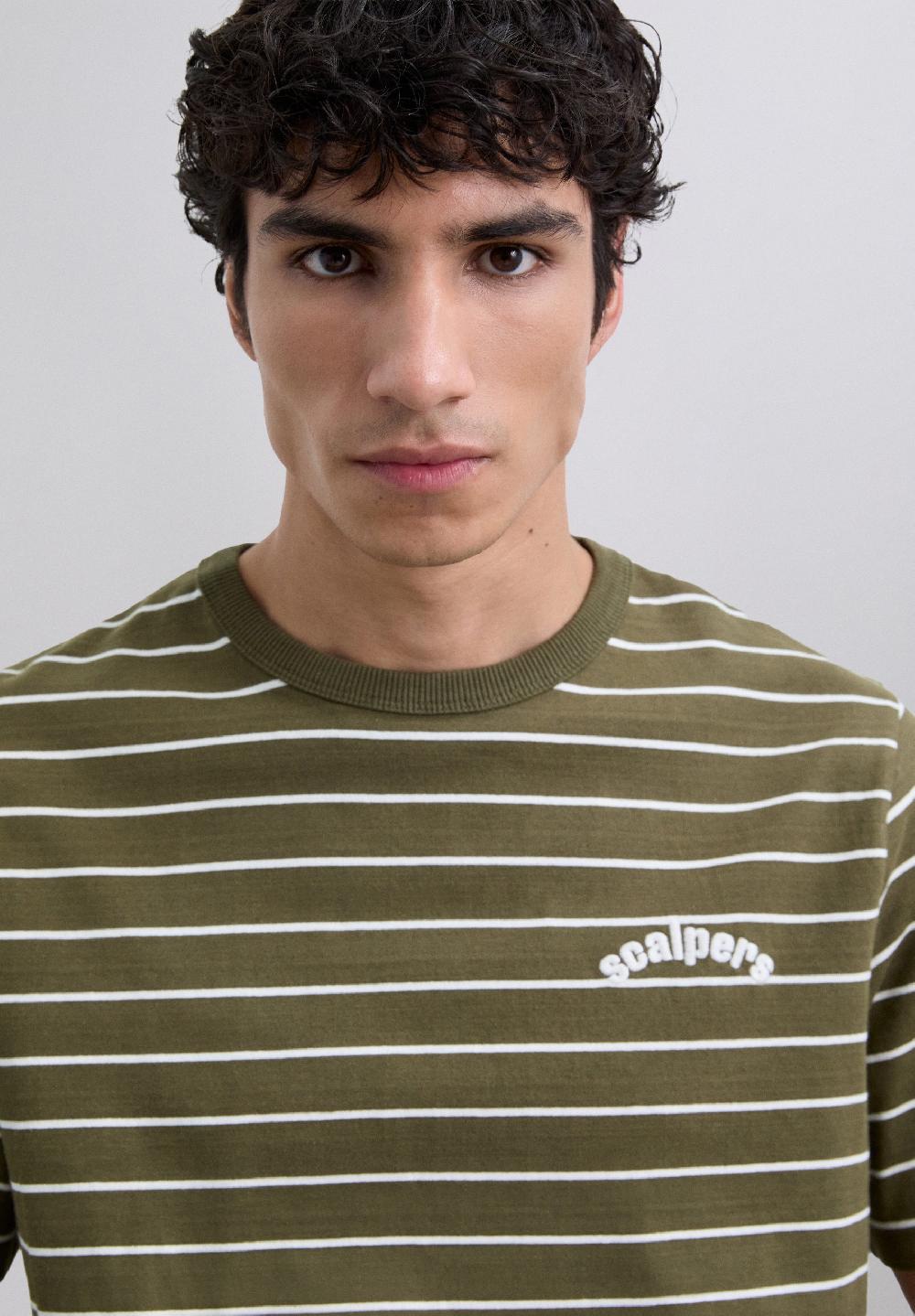 Scalpers STRIPED LOGO PRINT T-SHIRT KHAKI