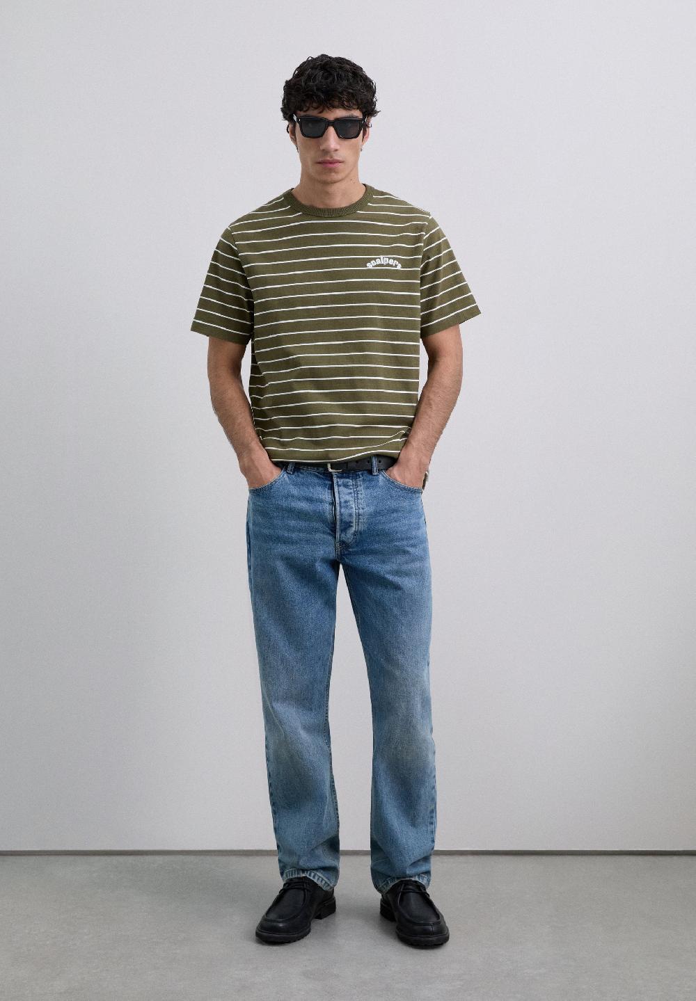 Scalpers STRIPED LOGO PRINT T-SHIRT KHAKI