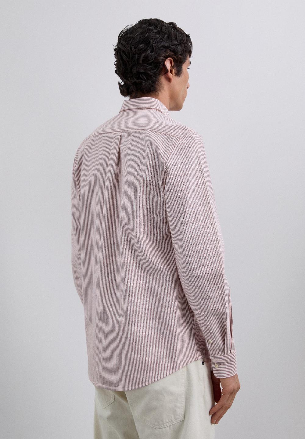 Scalpers STRIPED OXFORD SHIRT BURGUNDY STRIPES