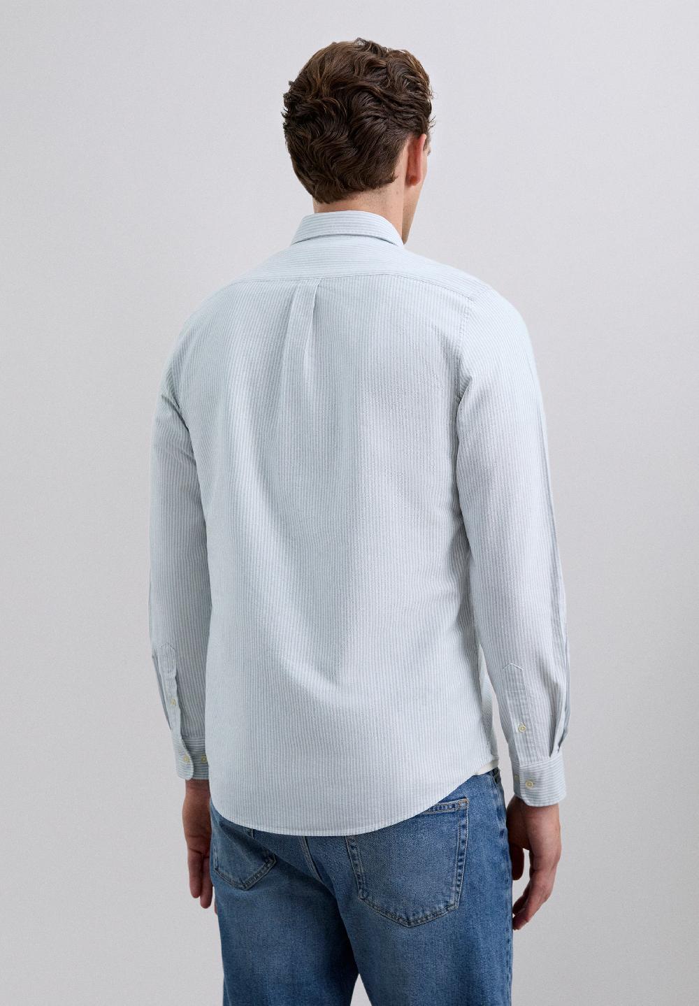 Scalpers STRIPED OXFORD SHIRT LIGHT KHAKI STRIPES