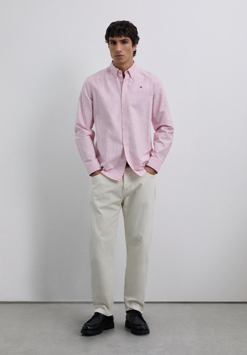 Scalpers STRIPED OXFORD SHIRT RED STRIPES