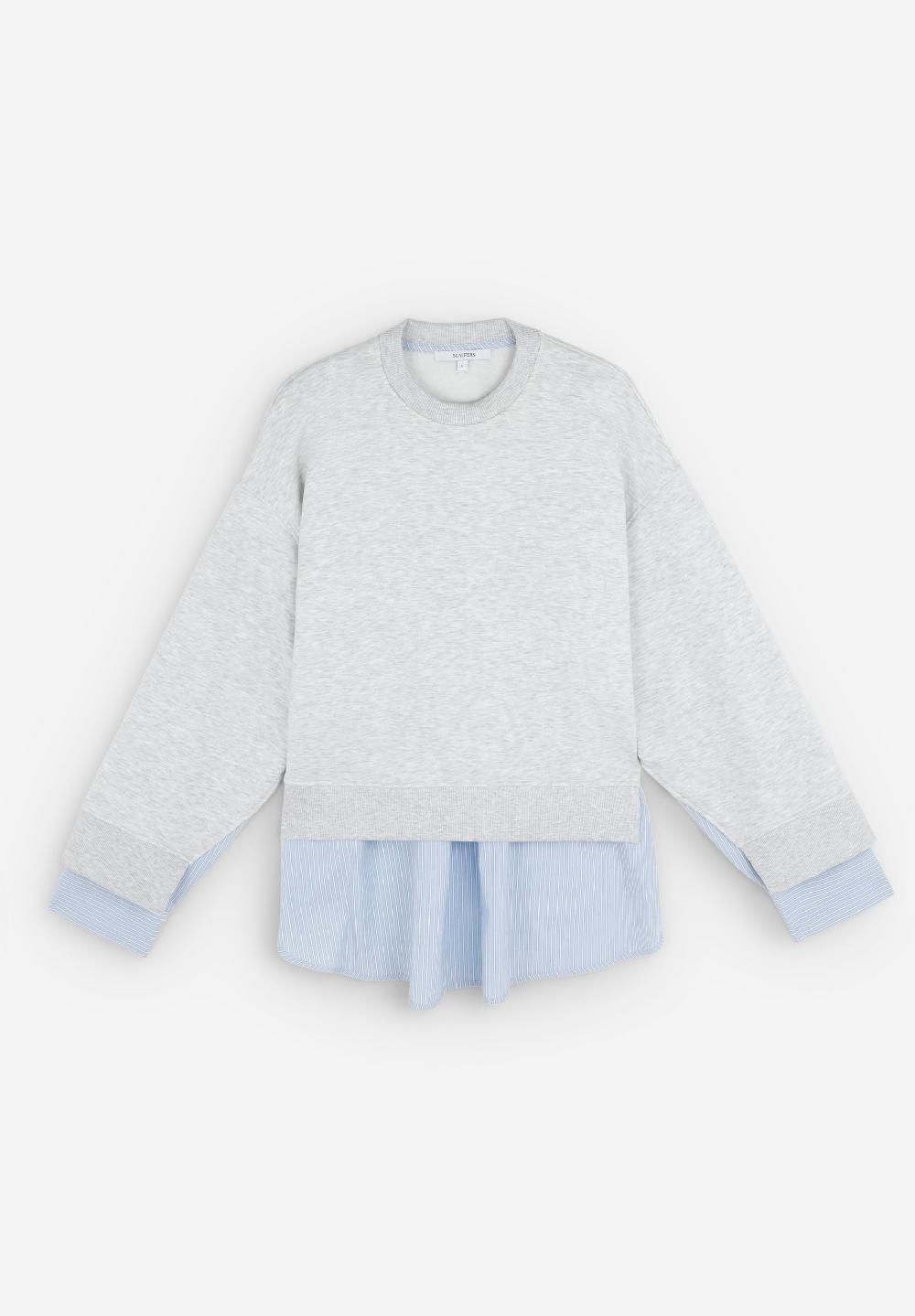 Scalpers STRIPED SHIRT SWEATSHIRT GREY MELANGE