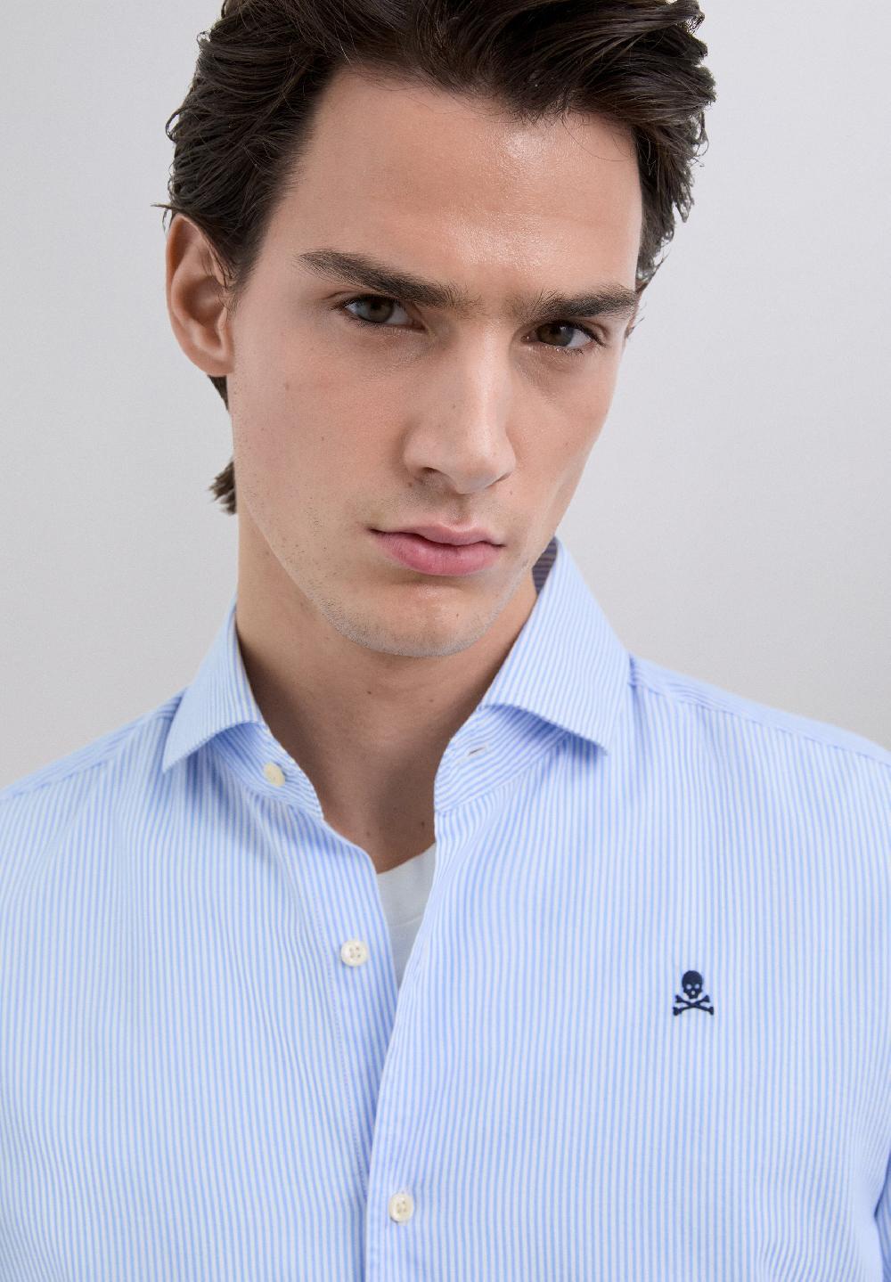 Scalpers STRIPED SKULL SHIRT BLUE STRIPES