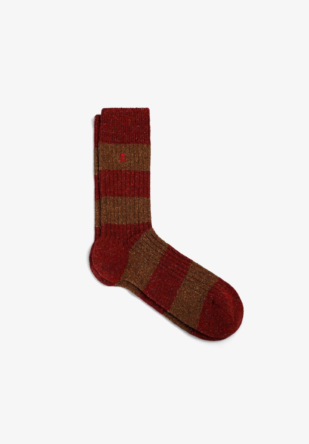 Scalpers STRIPED WOOL SOCKS RED/ MUSTARD