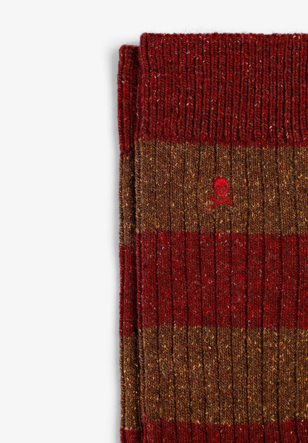 Scalpers STRIPED WOOL SOCKS RED/ MUSTARD