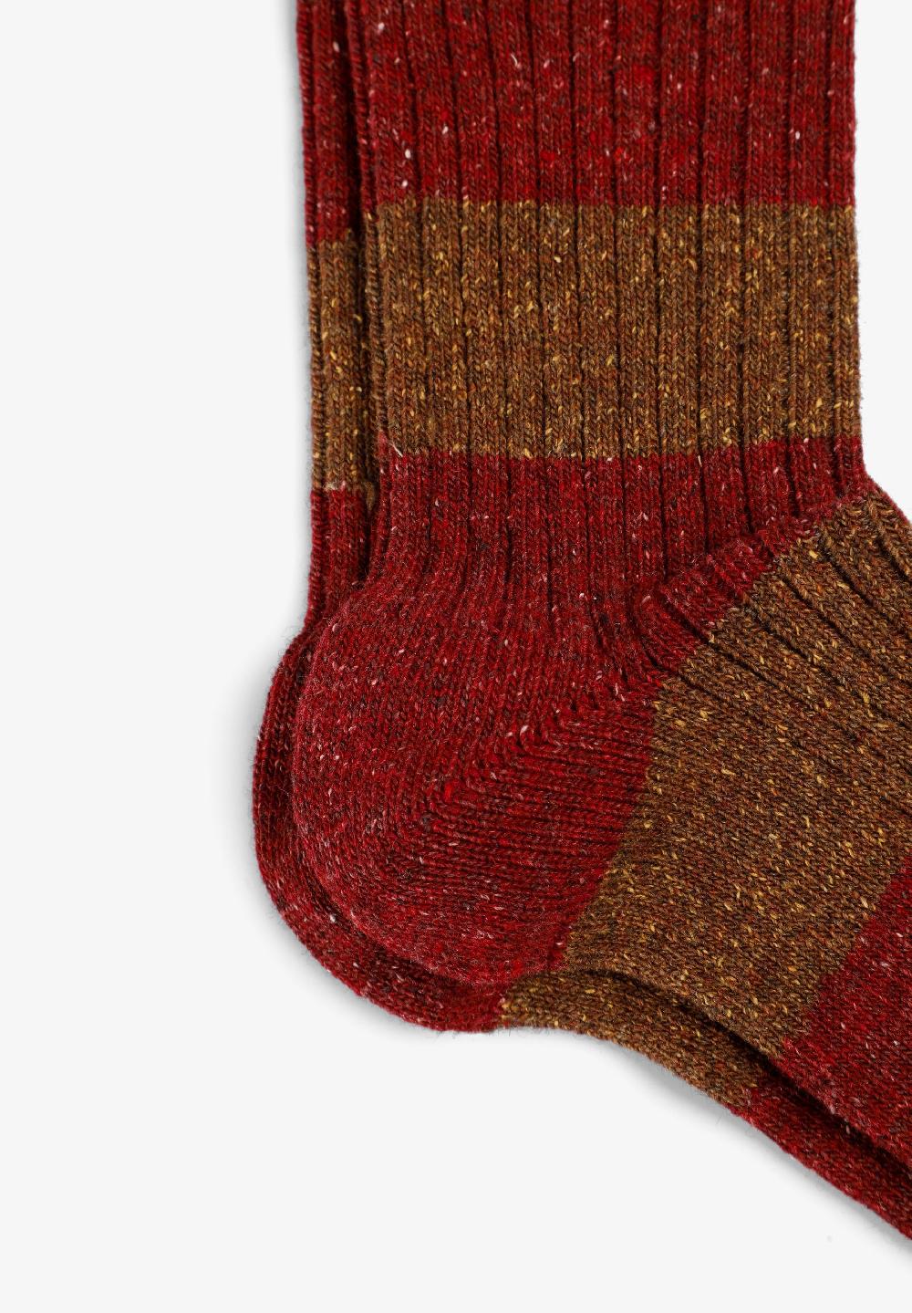 Scalpers STRIPED WOOL SOCKS RED/ MUSTARD