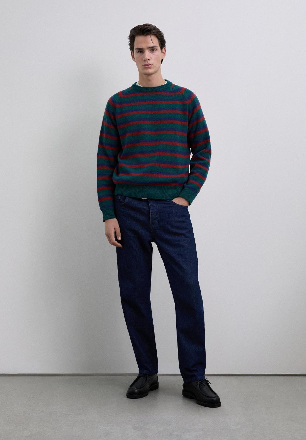 Scalpers STRIPED WOOL SWEATER DARK GREEN