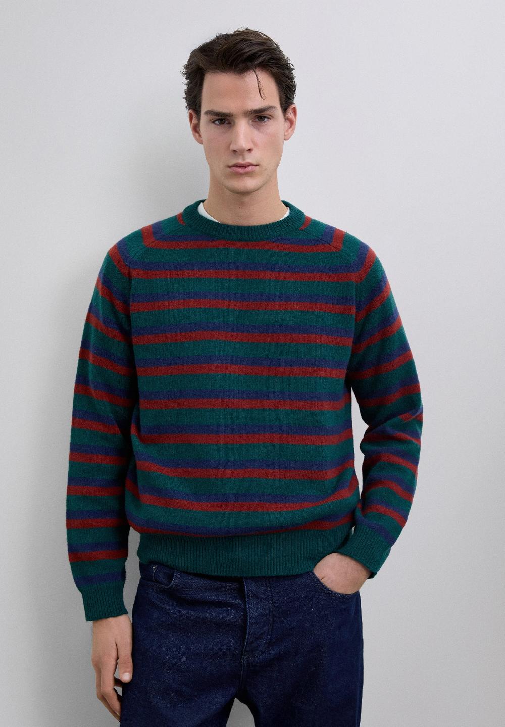 scalpers STRIPED WOOL SWEATER DARK GREEN