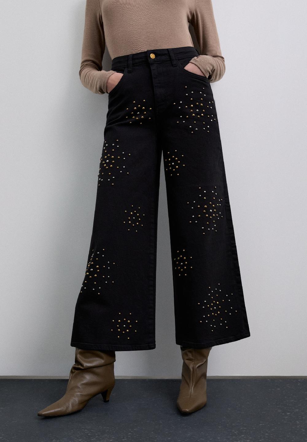 Scalpers STUDDED CULOTTE JEANS BLACK