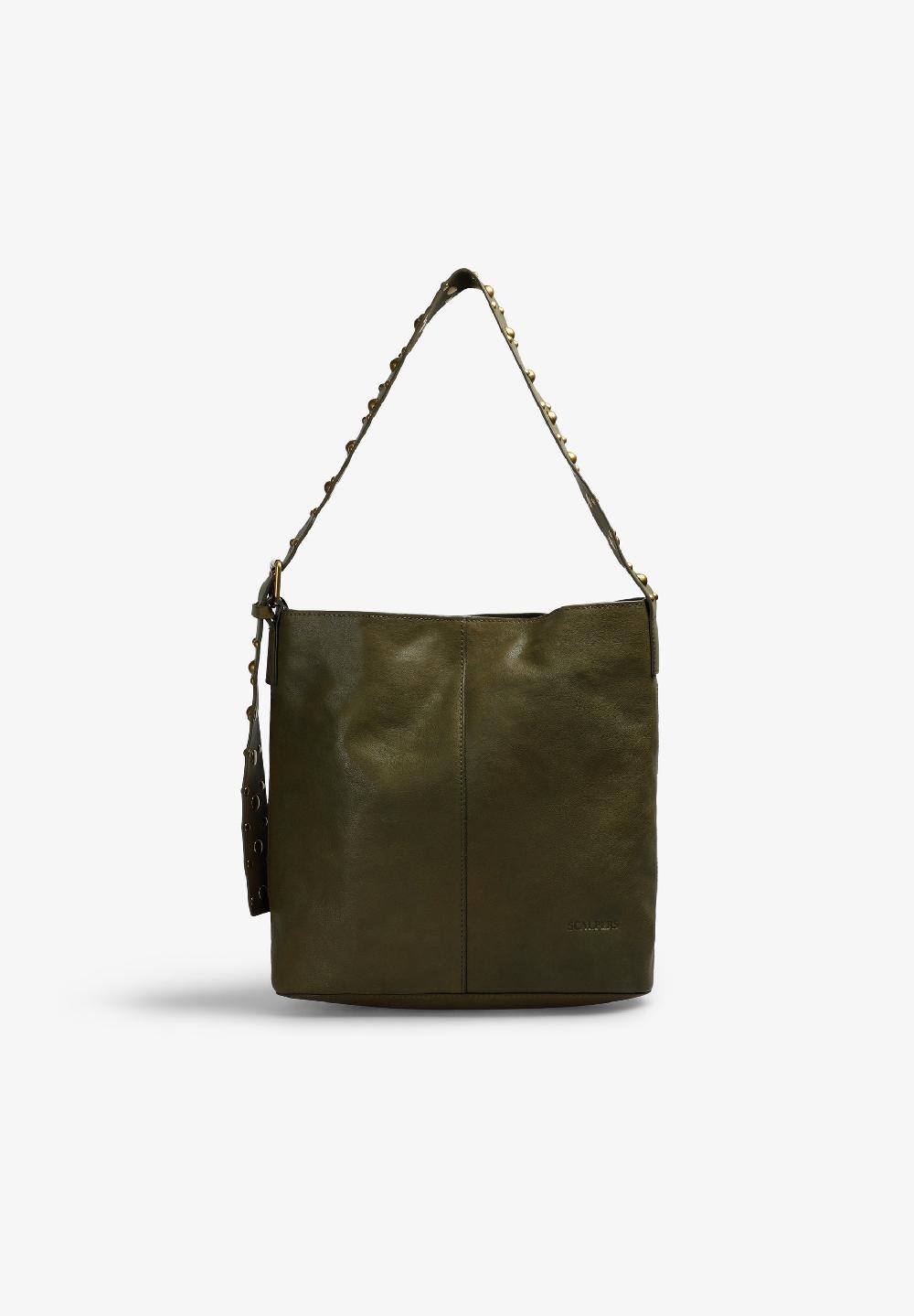 Scalpers STUDDED LEATHER BAG KHAKI