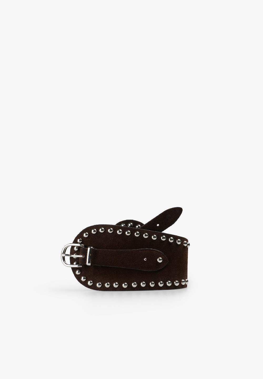 Scalpers STUDDED SUEDE SASH BELT BROWN
