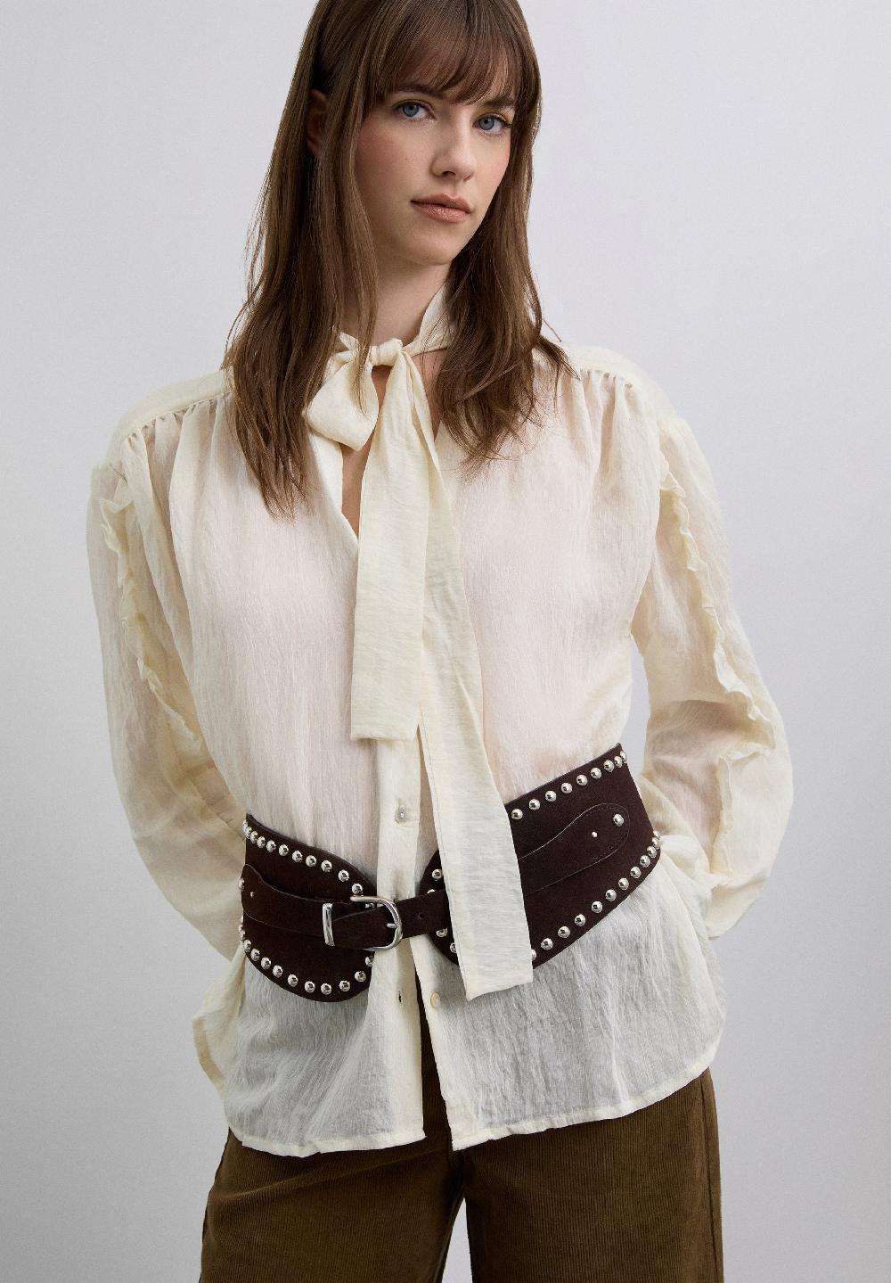 scalpers STUDDED SUEDE SASH BELT BROWN