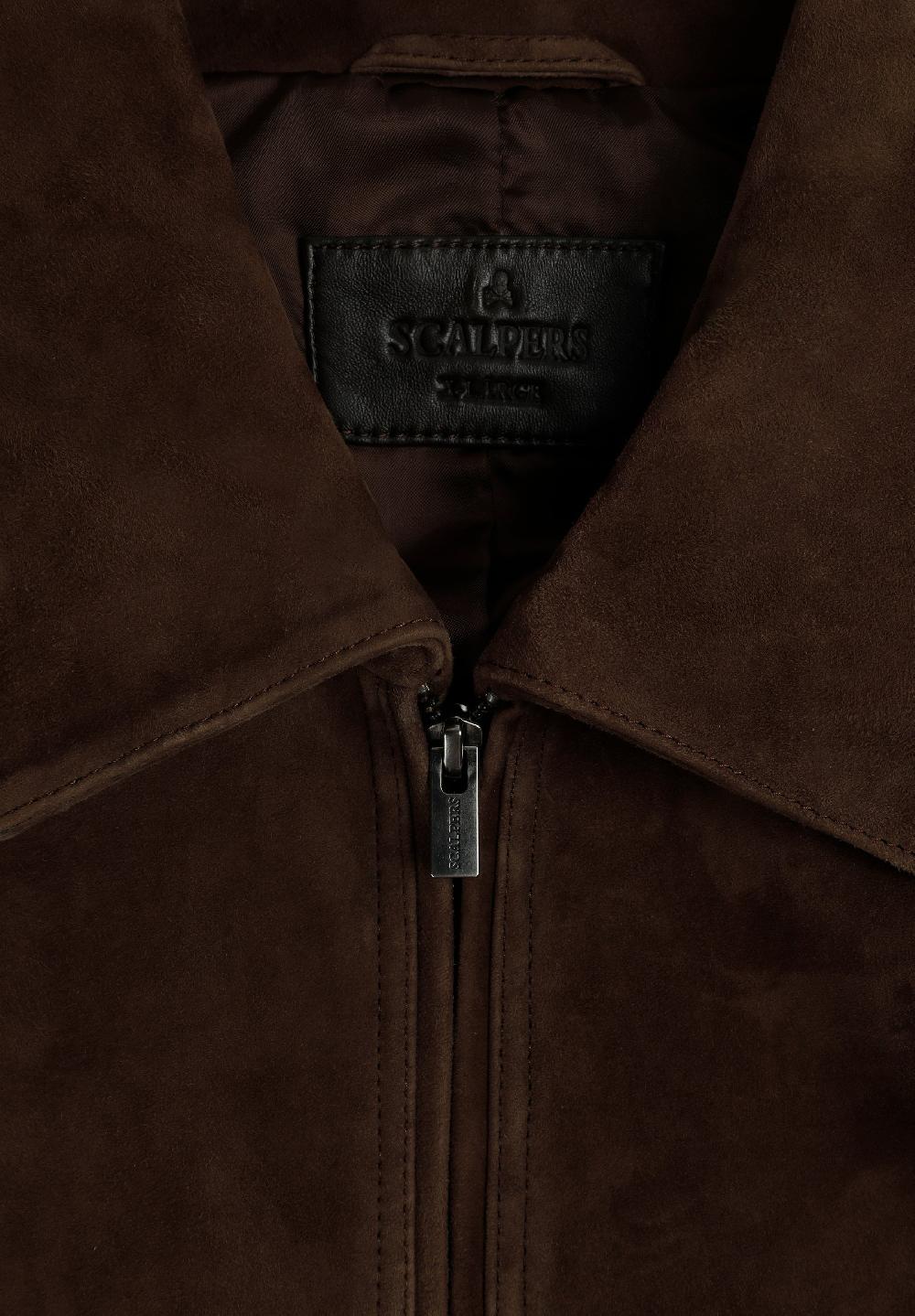 Scalpers SUEDE LEATHER JACKET DARK BROWN