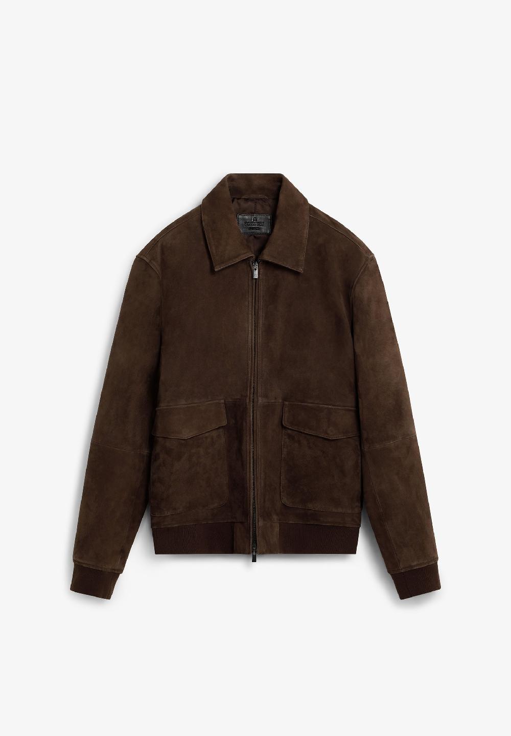 scalpers SUEDE LEATHER JACKET DARK BROWN