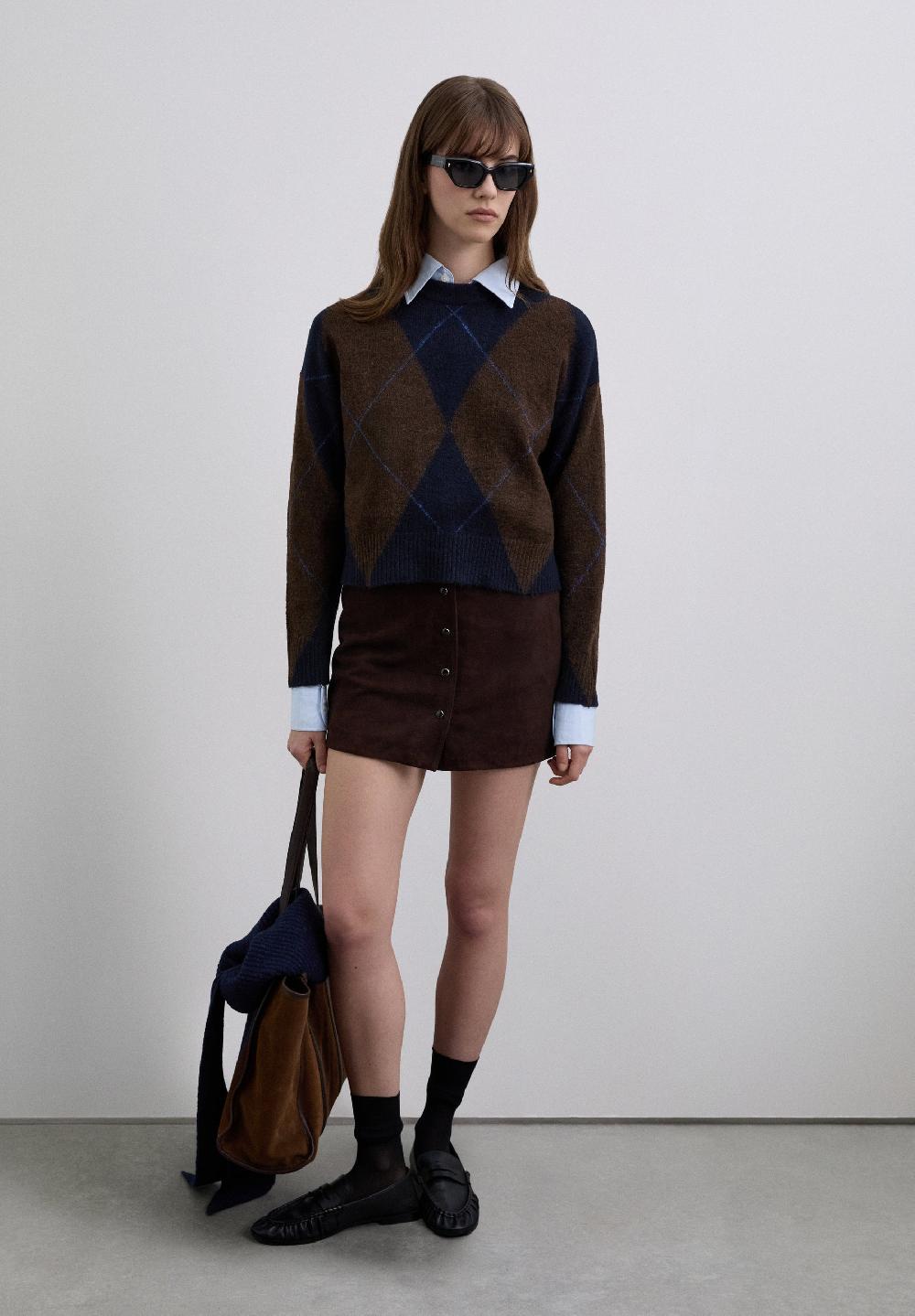 Scalpers SUEDE MINI SKIRT DARK BROWN