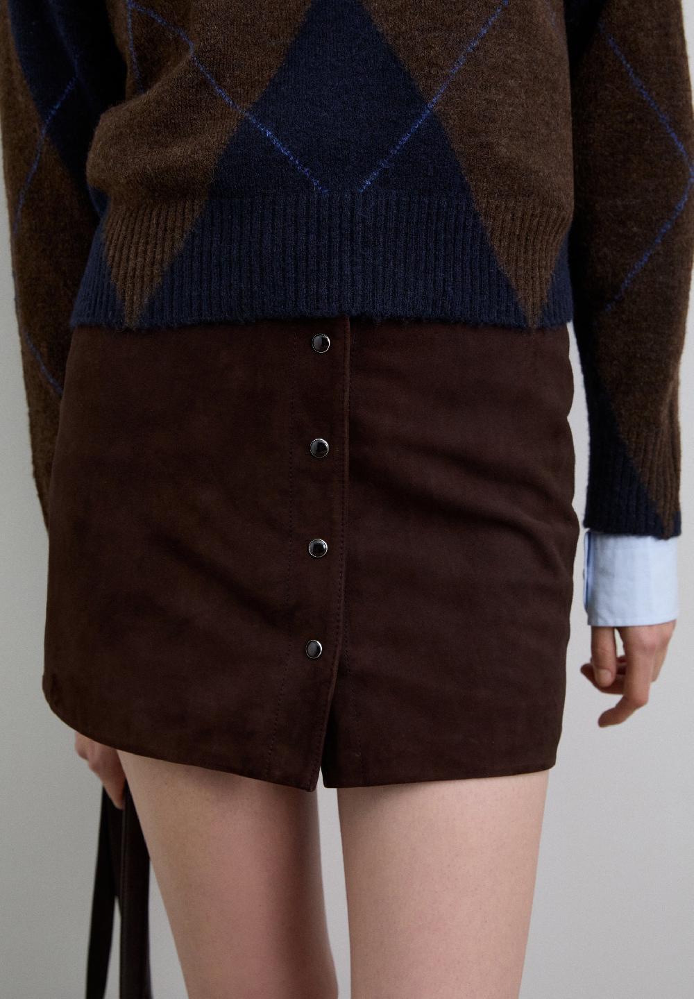 Scalpers SUEDE MINI SKIRT DARK BROWN