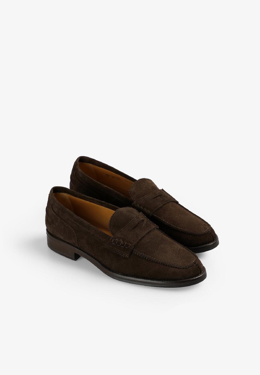 Scalpers SUEDE PENNY LOAFERS DARK BROWN