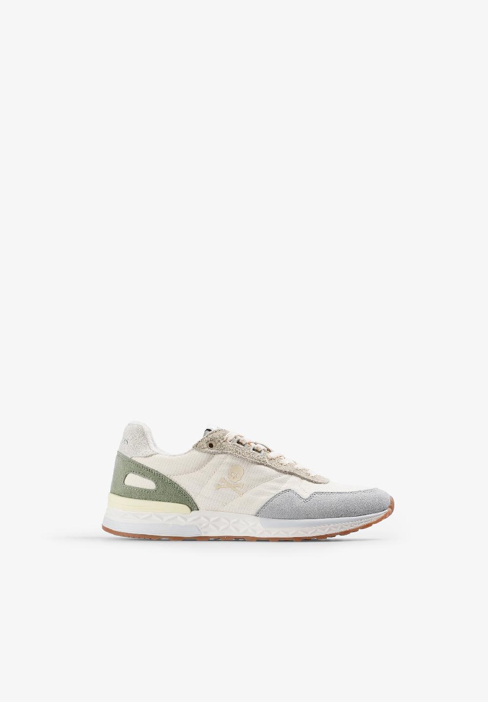 Scalpers SUEDE SNEAKERS WITH SKULL ECRU/KHAKI