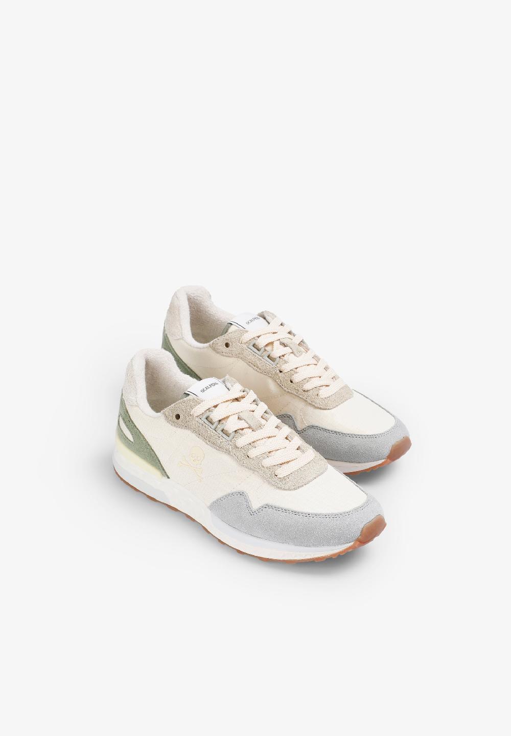 Scalpers SUEDE SNEAKERS WITH SKULL ECRU/KHAKI