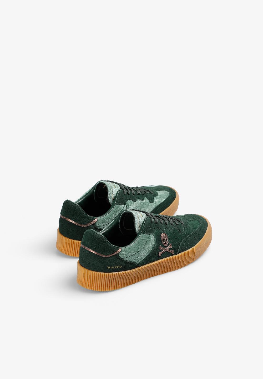 Scalpers SUEDE SNEAKERS WITH SKULL GREEN