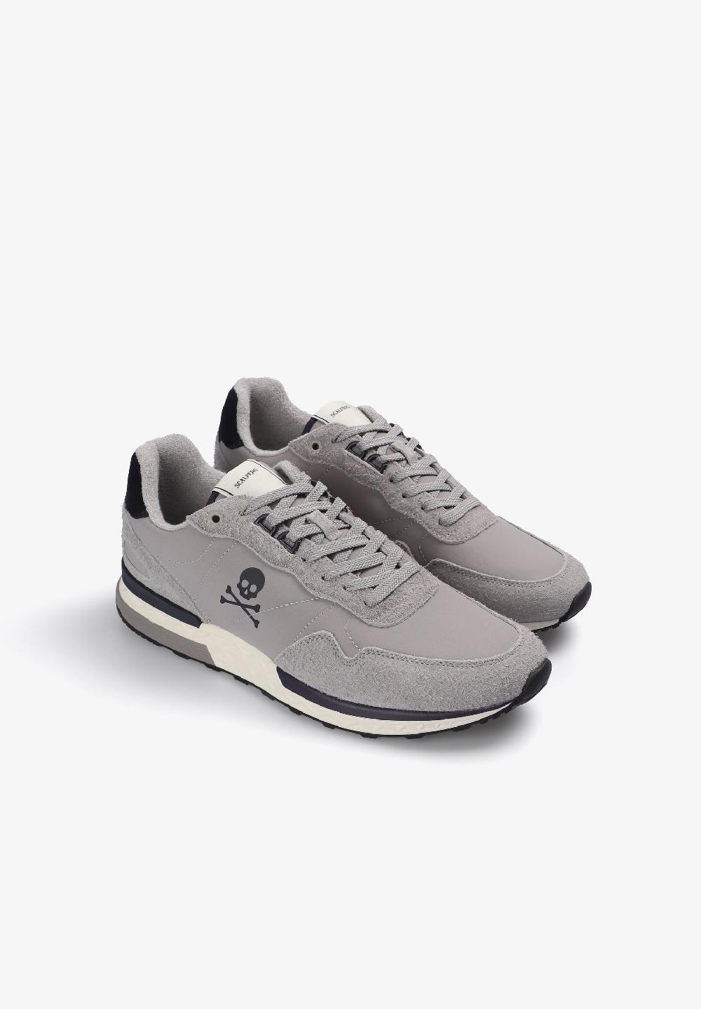 Scalpers SUEDE SNEAKERS WITH SKULL GREY/INDIGO