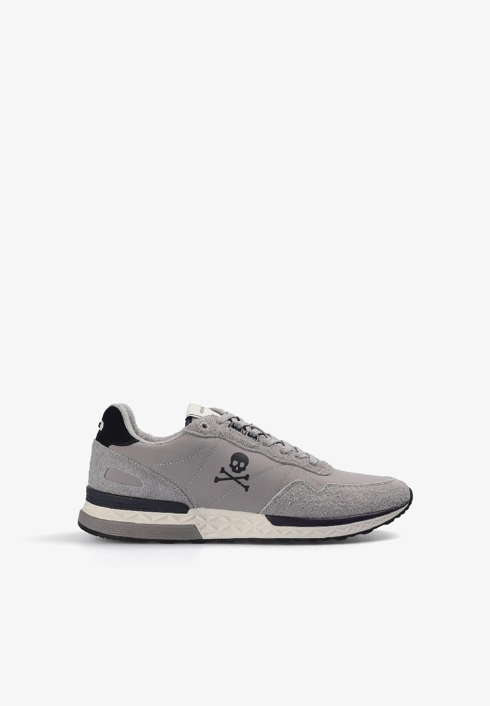 scalpers SUEDE SNEAKERS WITH SKULL GREY/INDIGO