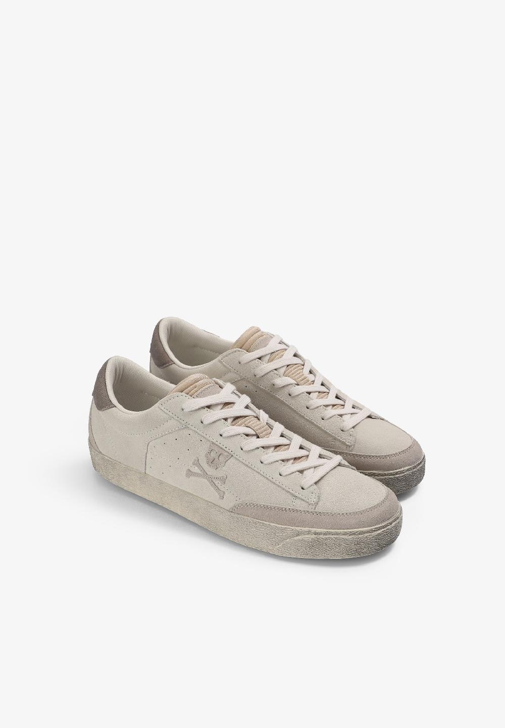 Scalpers SUEDE SNEAKERS WITH SKULL WHITE/BEIGE