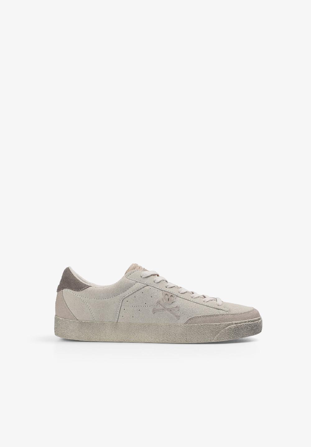 scalpers SUEDE SNEAKERS WITH SKULL WHITE/BEIGE