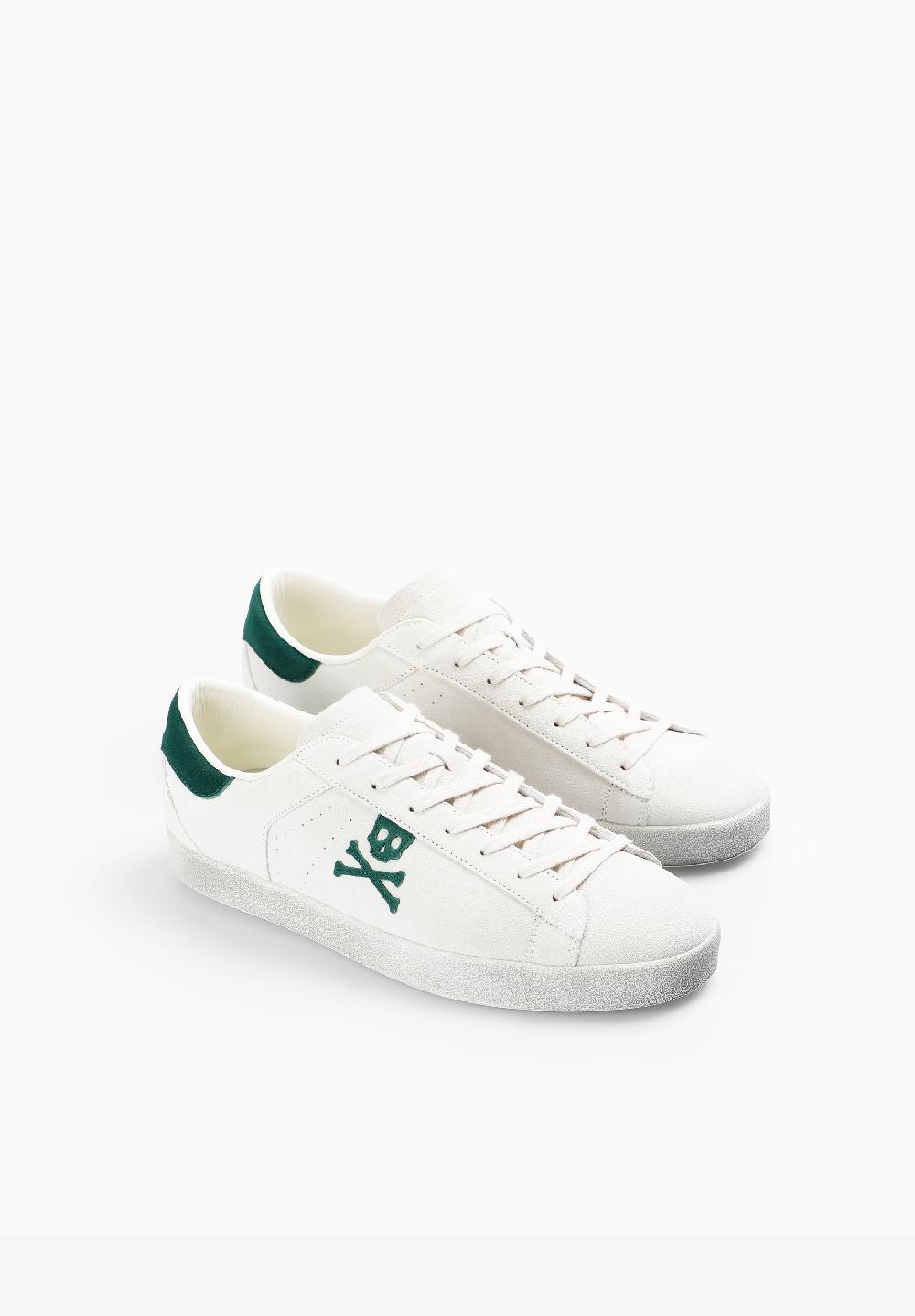 Scalpers SUEDE SNEAKERS WITH SKULL WHITE/GREEN
