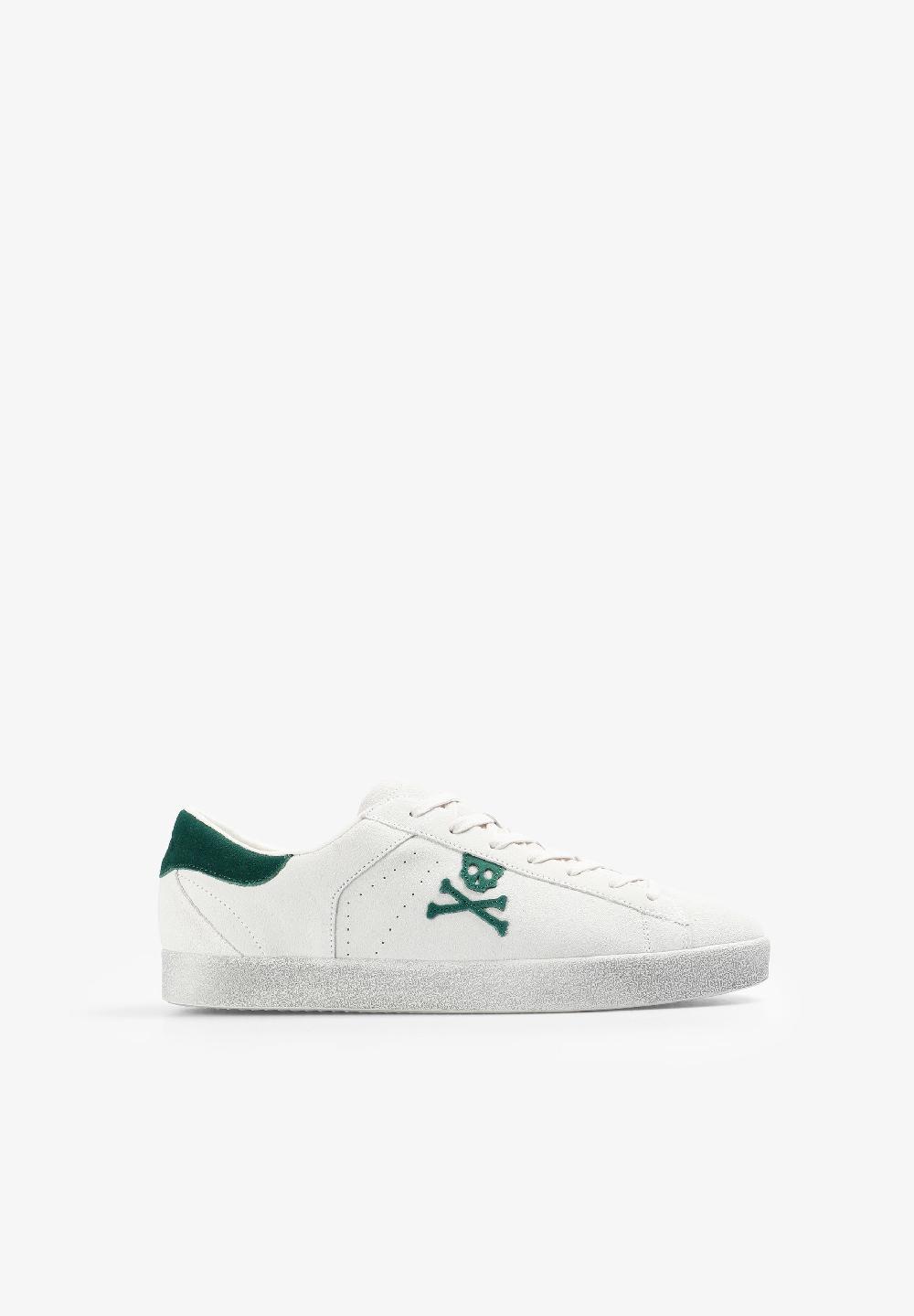 scalpers SUEDE SNEAKERS WITH SKULL WHITE/GREEN