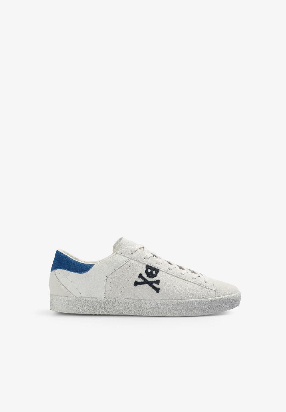 Scalpers SUEDE SNEAKERS WITH SKULL WHITE/NAVY