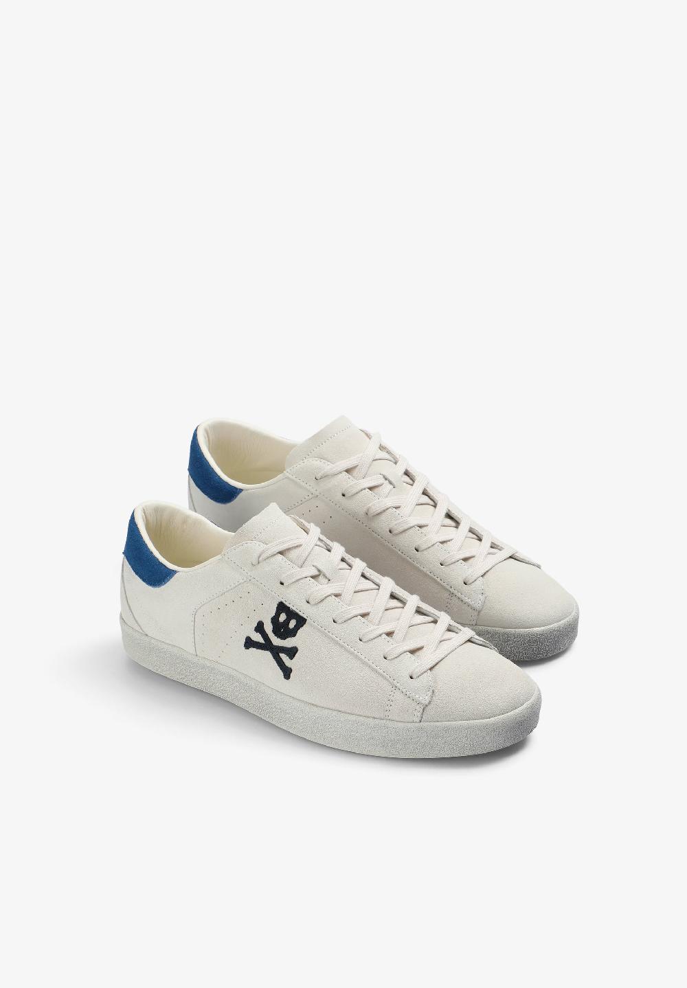 Scalpers SUEDE SNEAKERS WITH SKULL WHITE/NAVY
