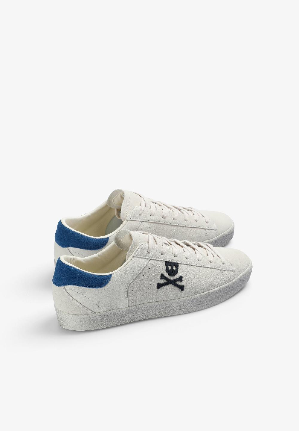 Scalpers SUEDE SNEAKERS WITH SKULL WHITE/NAVY