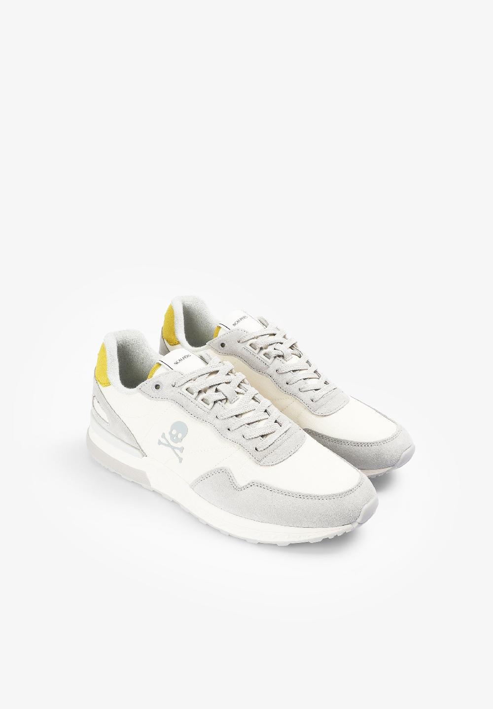Scalpers SUEDE SNEAKERS WITH SKULL WHITE/YELLOW