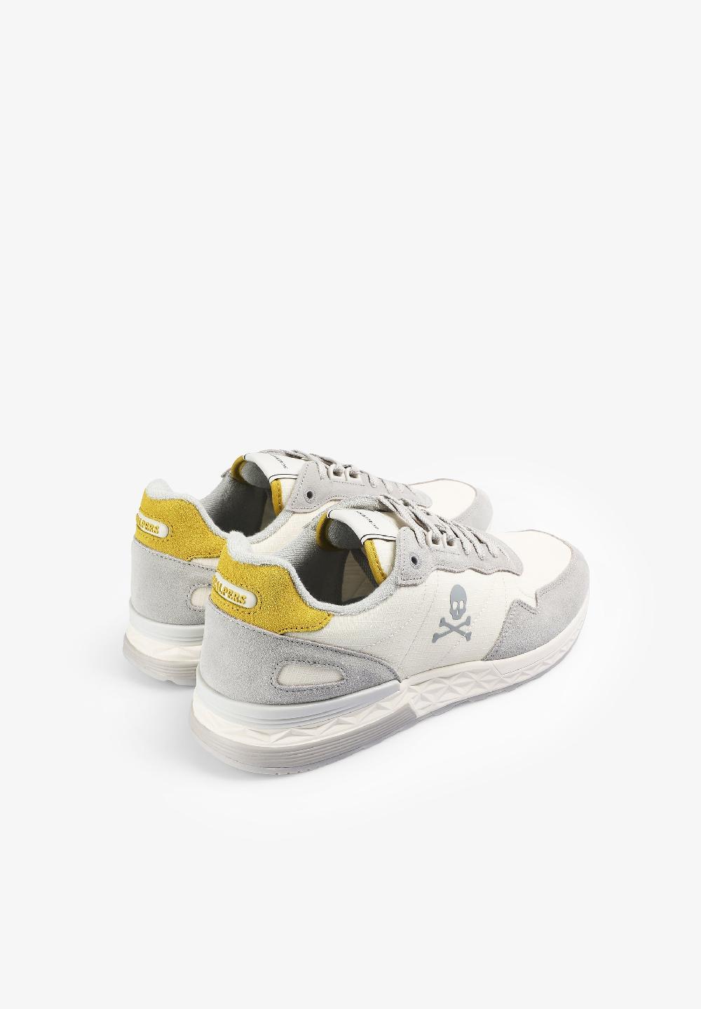 Scalpers SUEDE SNEAKERS WITH SKULL WHITE/YELLOW