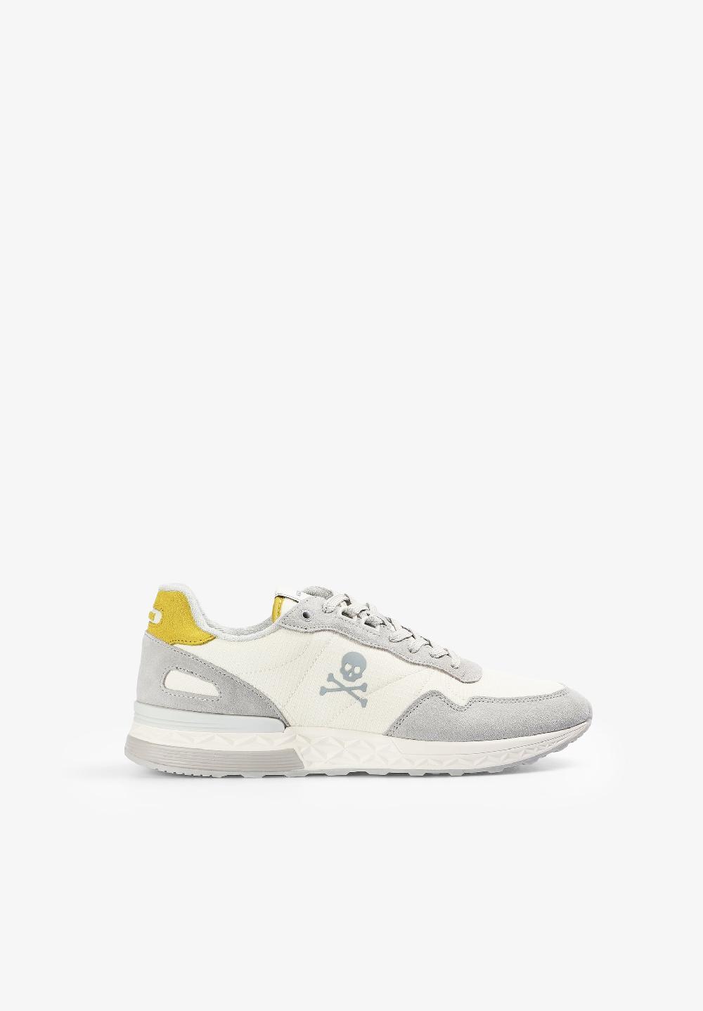scalpers SUEDE SNEAKERS WITH SKULL WHITE/YELLOW
